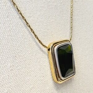 RLM Soho Green Glass Pendant‎ Necklace Gold-Tone Robert Lee Morris Statement